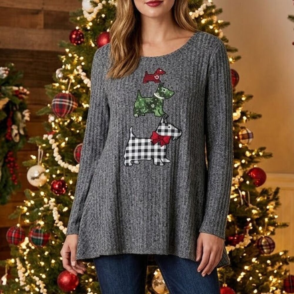 ONE WORLD LIVE & LET LIVE  LADIES CHRISTMAS SWING SHIRT